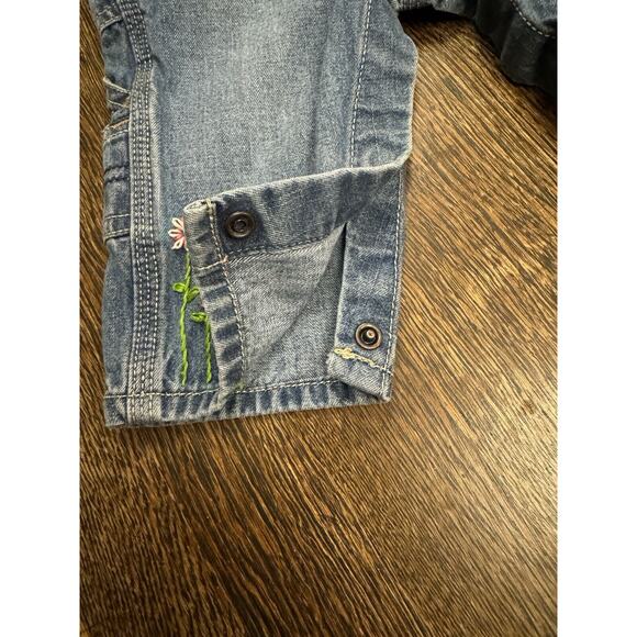 Upcycled Sustainable OshKosh B’Gosh Overalls Baby 6mo Denim Blue Jean Embroidery - Picture 8 of 9